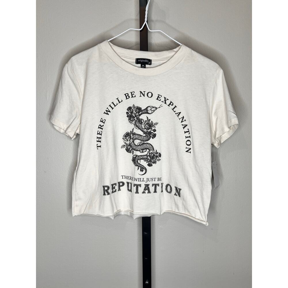 New Originality Reputation Tour Graphic Tee Shirt White Cropped - Picture 3 of 8